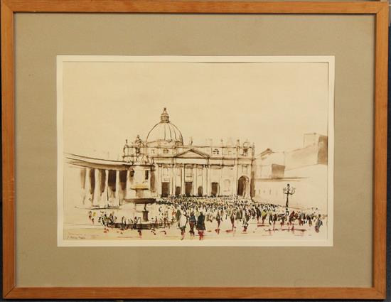 Irene Lesley Main (1959-) St Peters Basilica, Rome, 11.5 x 16.75in.